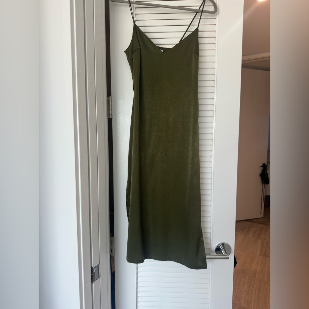 Urban Outfitters Olive Slip Midi Dress